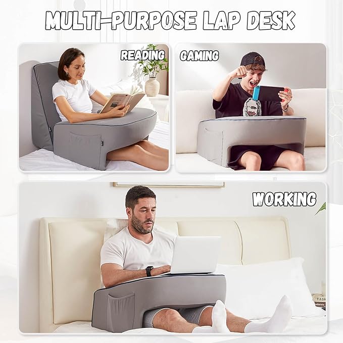 Lap desk pillow, laptop lap pillow, Lap Pillow for working, gaming, reading, crocheting on bed sofa